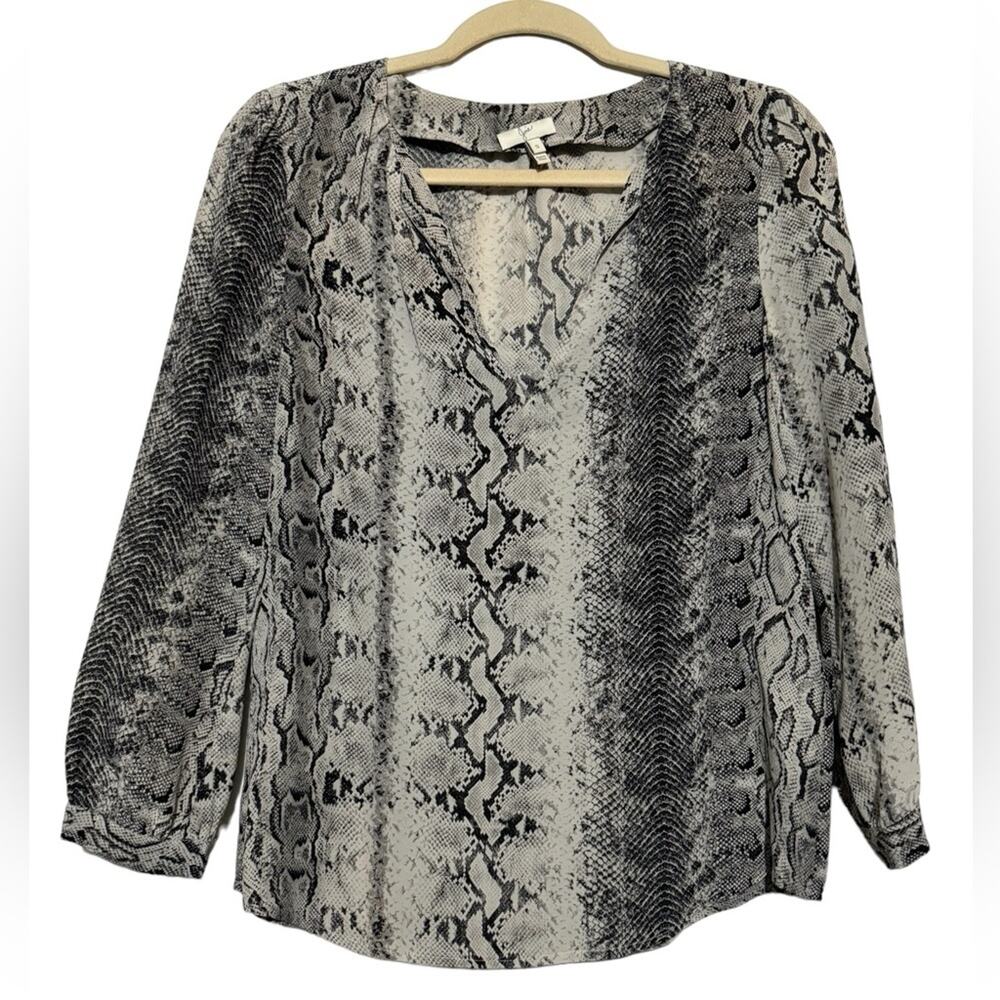 Joie Black and White Snake Print Blouse